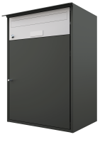 Briefkasten mit Paketfach aus Aluminium, pulverbeschichtet in RAL 7016 anthrazitgrau